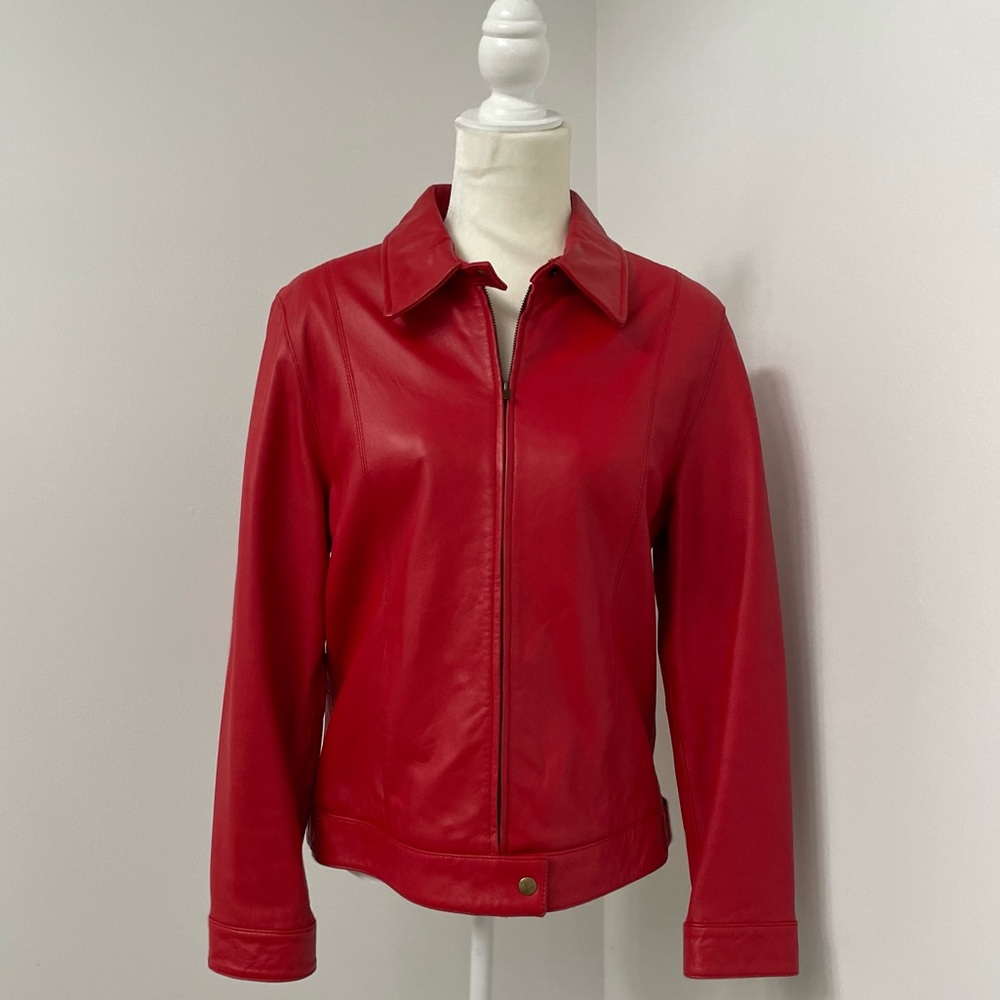 Red leather jacket size 8